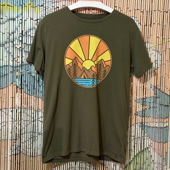 Goodfellow & Co, Camping Scene Tee, Cotton Blend T-Shirt, Green, Medium - Picture 1 of 10